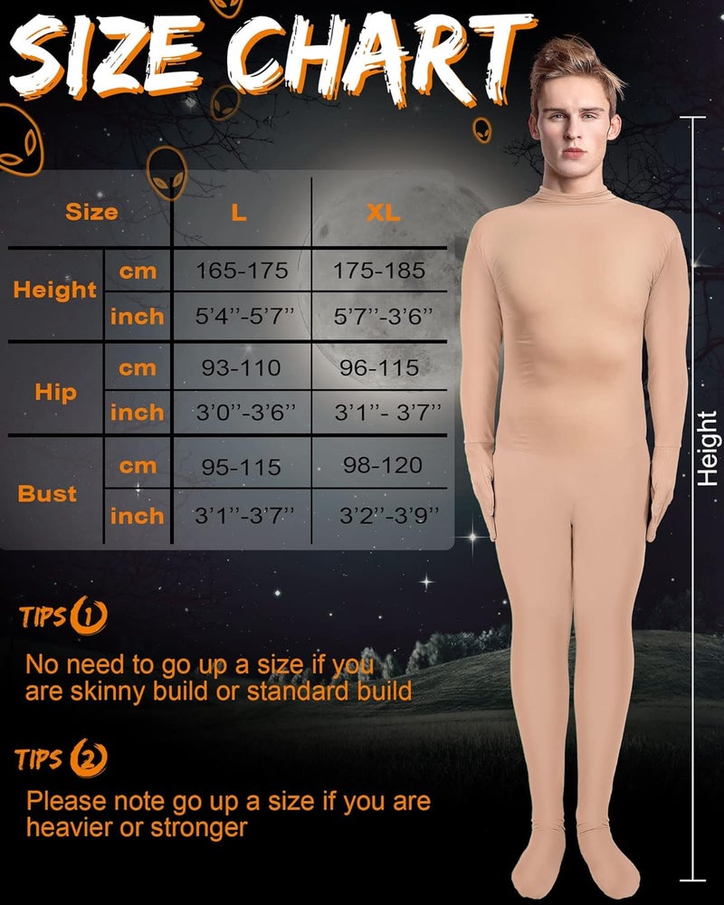 Foaincore Full Men Bodysuit Zentai Spandex Stretch Adult Costume Halloween Body Costume Cosplay Disappearing Man Body Suit - Image 1